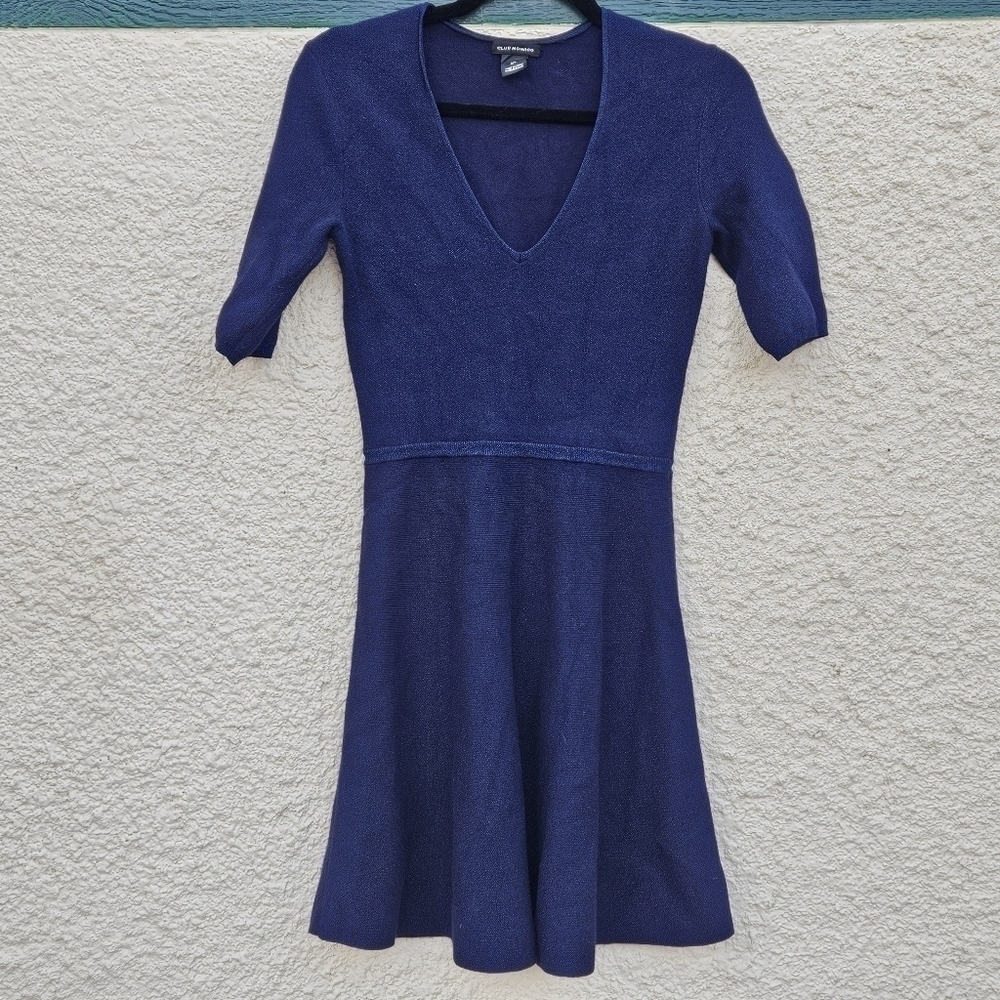 Club Monaco Lurelle sweater dress navy metallic fit and flare small